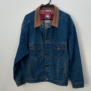 Vintage 90s Marlboro Country Store Denim Jacket leather Collar men’s country